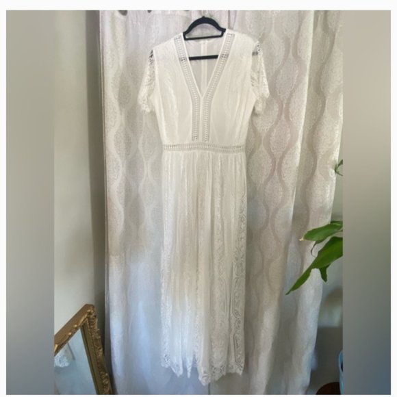 NEW White Lace Boho Dress Large - Picture 4 of 4